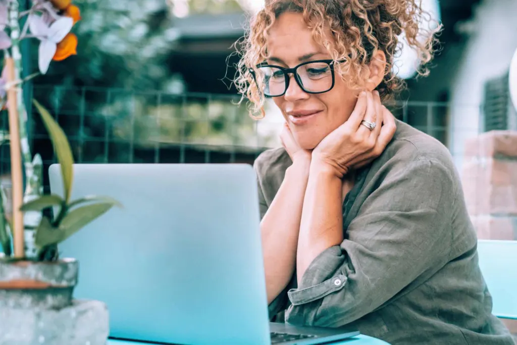 female digital nomad working remote quiet vacationing concept